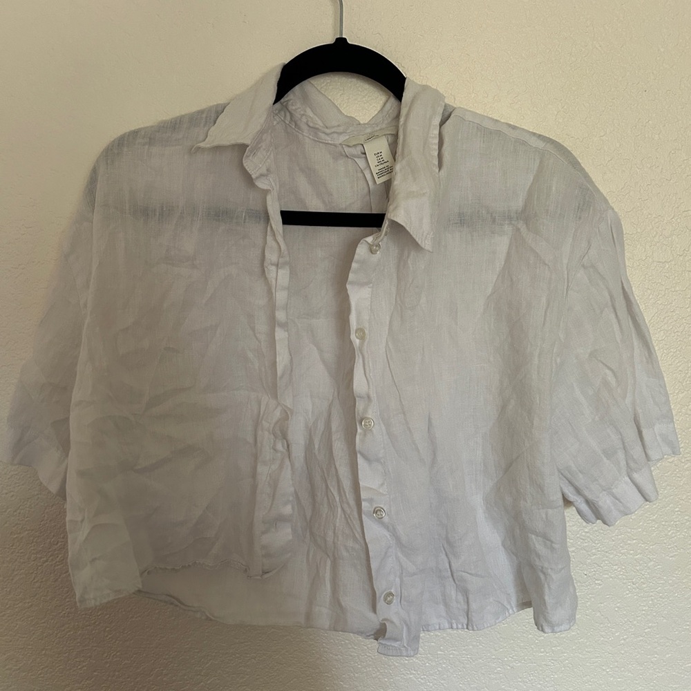 H&M White Linen Top